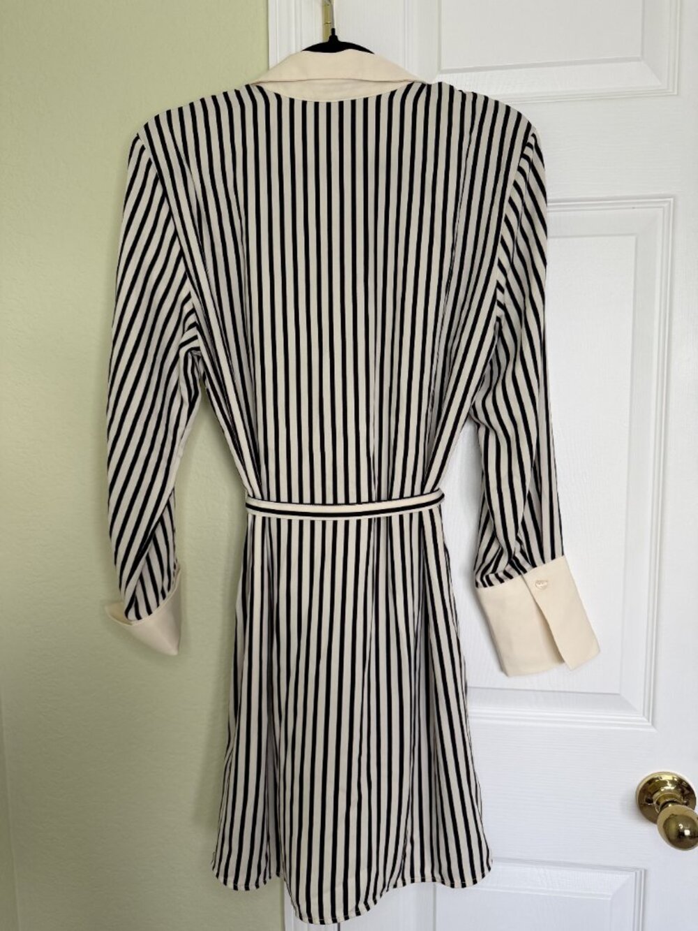 Black & White Striped Shirt Dress with Belt | Size M - Picture 8 of 8